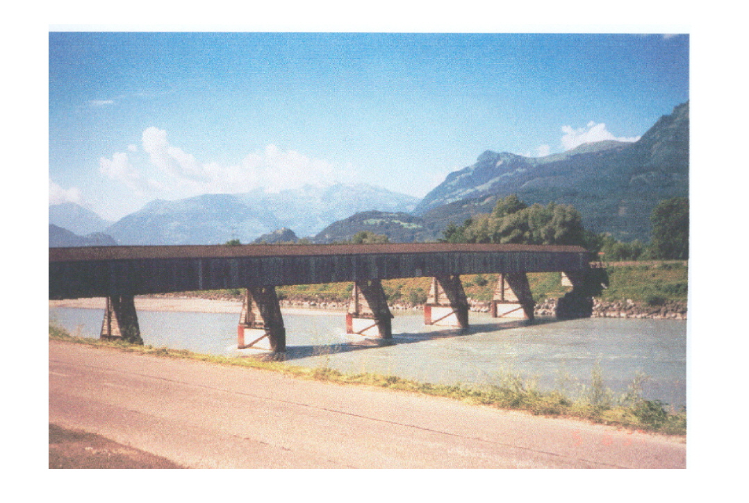 Schweiz - Liechtenstein überdachte Holzbrücke Vaduz - Sevelen 