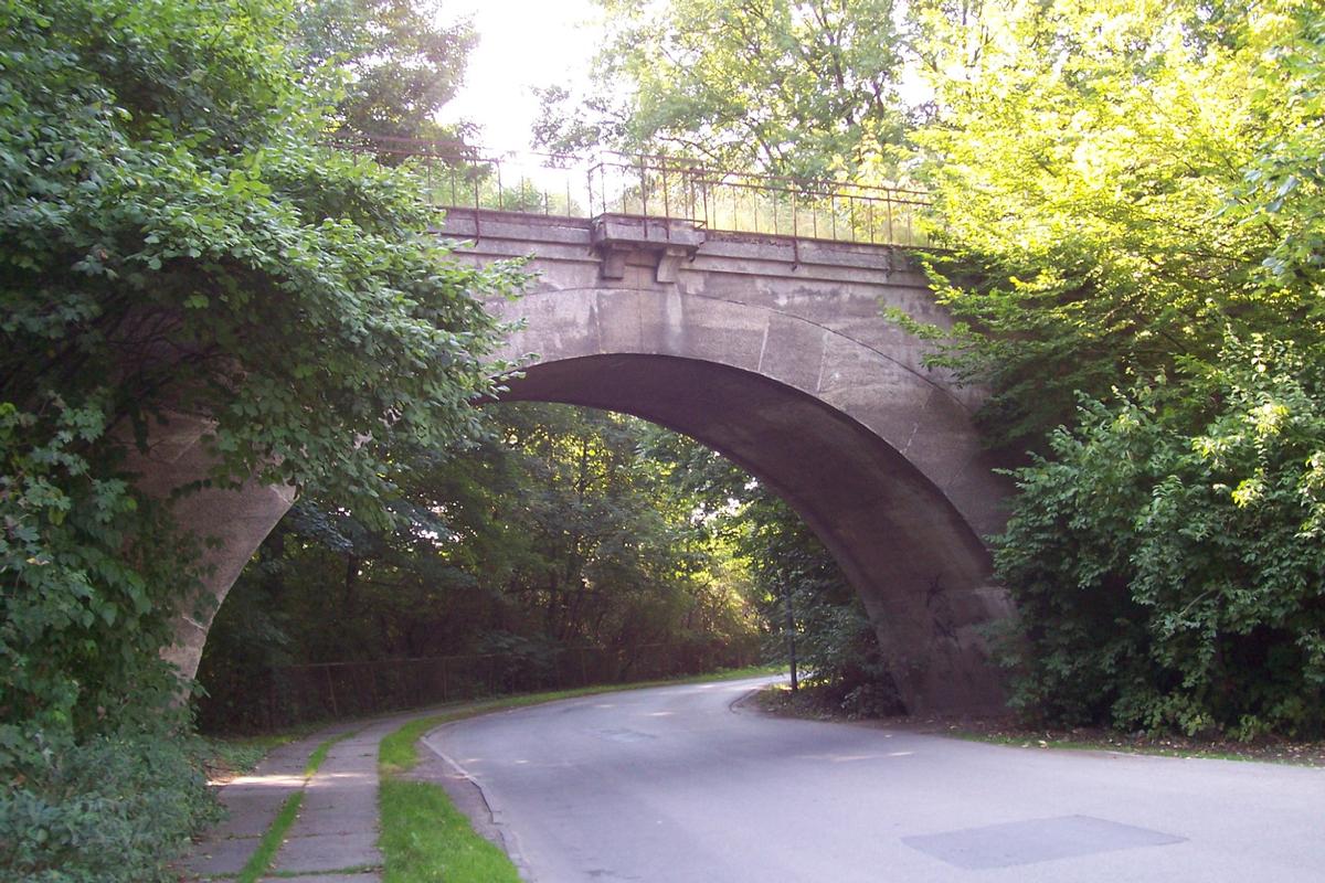 Railroad bridge across a road near the municipal park of Mühlhausen, Thuringia 