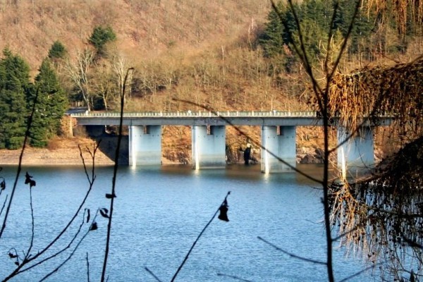 Pont sur le lac de la Haute-Sûre franchissant la vallée du ruisseau Dirbech 