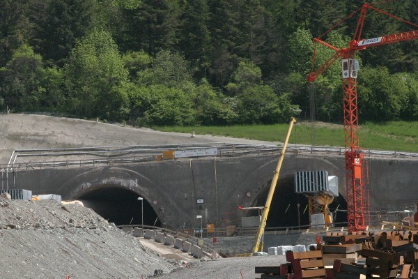 Tunnel Grouft Baustelle am Nordportal 