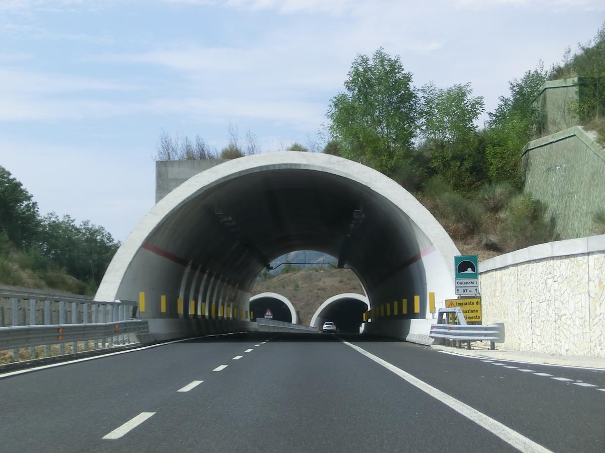 Calanchi I Tunnel and, in the back, Torbido Tunnel southern portals 
