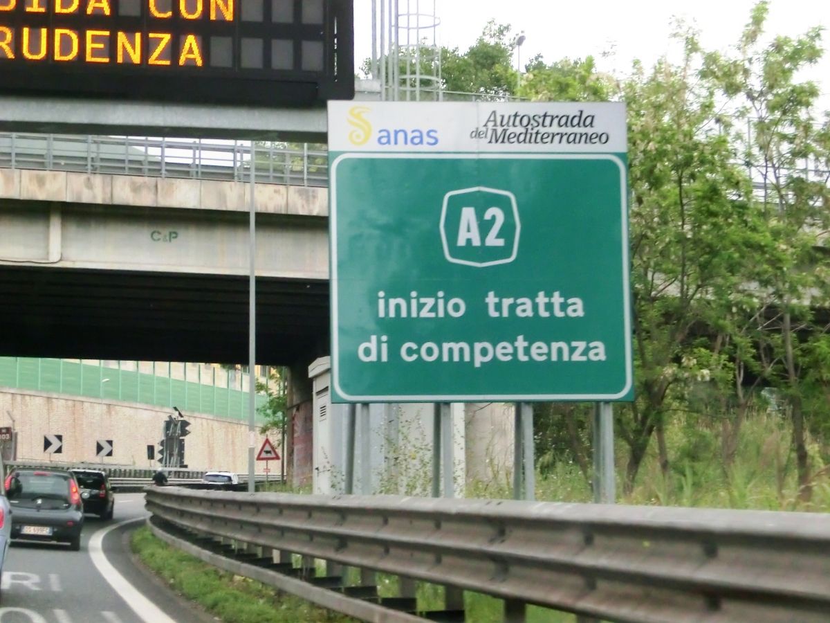A 2 Motorway (Italy) start of track 