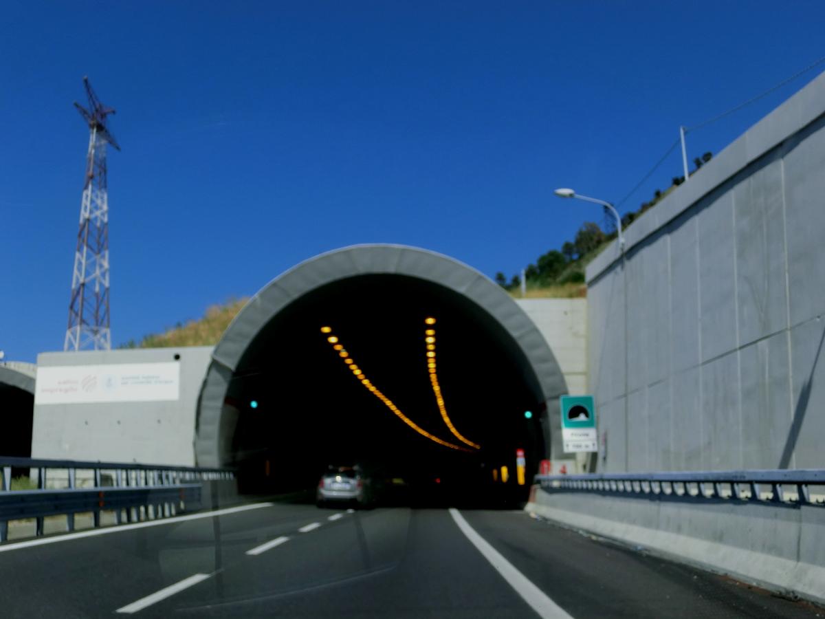 Pilone Tunnel western portal and, on the right, Santa Trada Communication Tower 