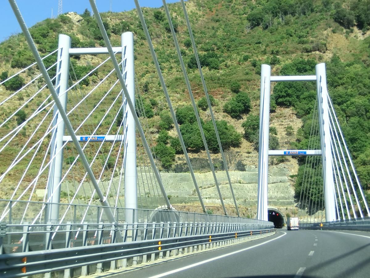 Favazzina Viaduct (direction Salerno) and, in the back, Muro Tunnel western portals 