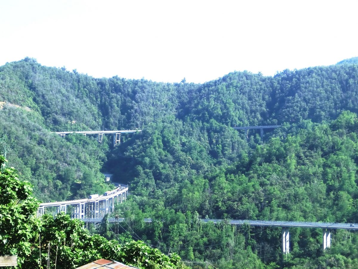 Media File No. 324653 Gogole Viaduct (up to the left), Serre I Viaduct (up to the right). Gaggio Viaduct (down to the left) and Vallone Teccio Viaduct Viaduct (down to the right)