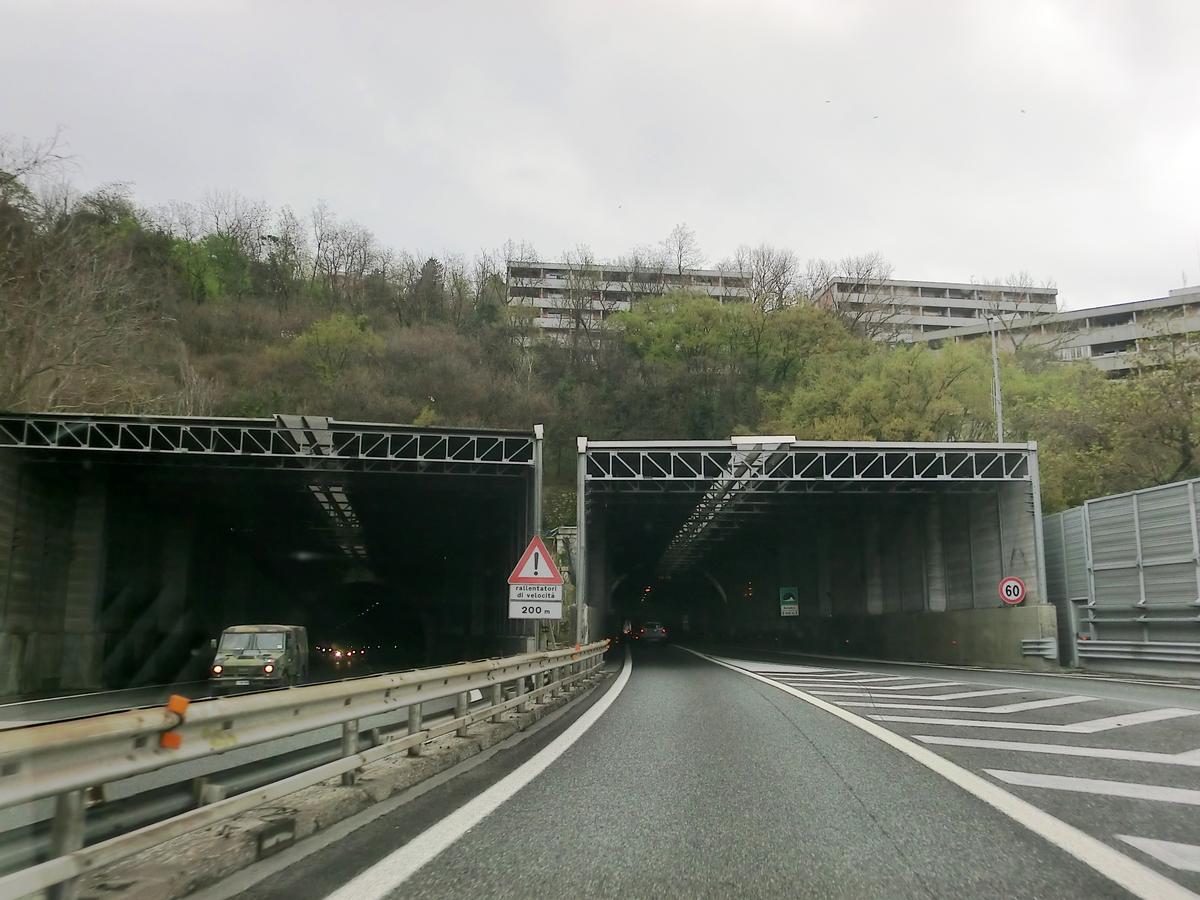 Belvedere Tunnel (on the right) and San Bartolomeo Tunnel (on the left) northern portals 