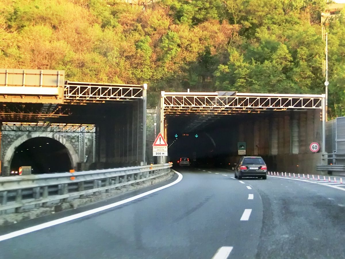 San Bartolomeo Tunnel (on the left) and Belvedere Tunnel northern portals 