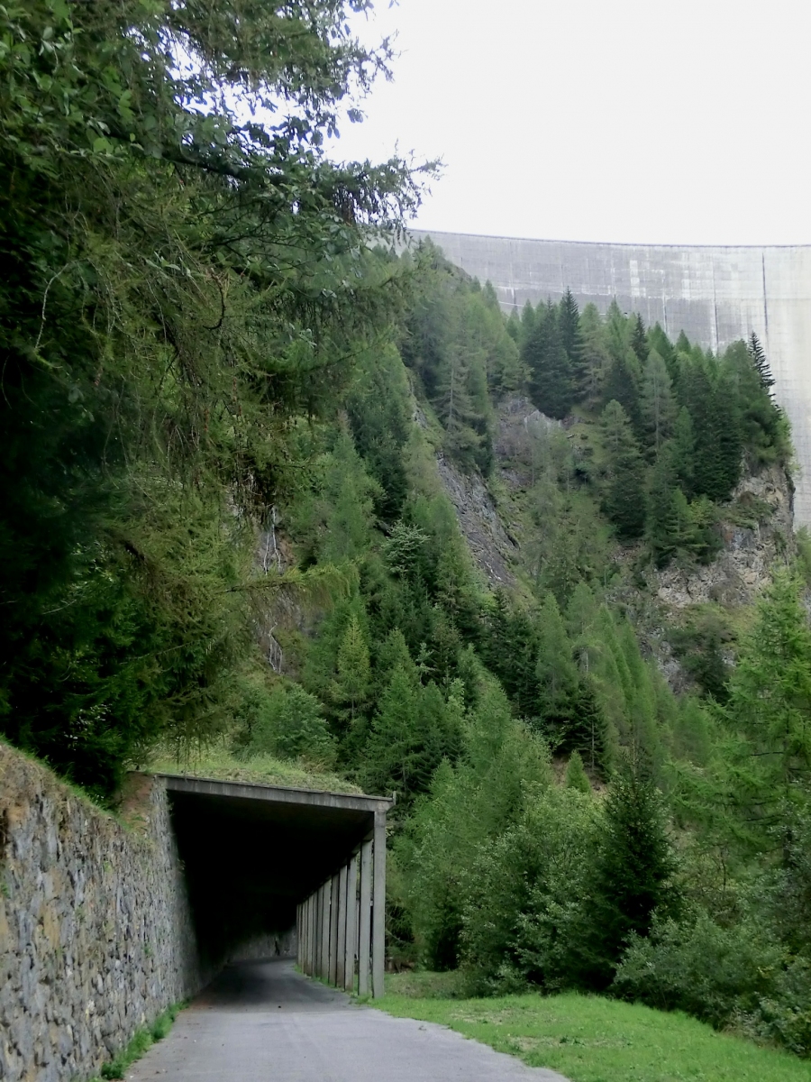 Centrale di Luzzone Tunnel western portal and, above, Luzzone Dam 
