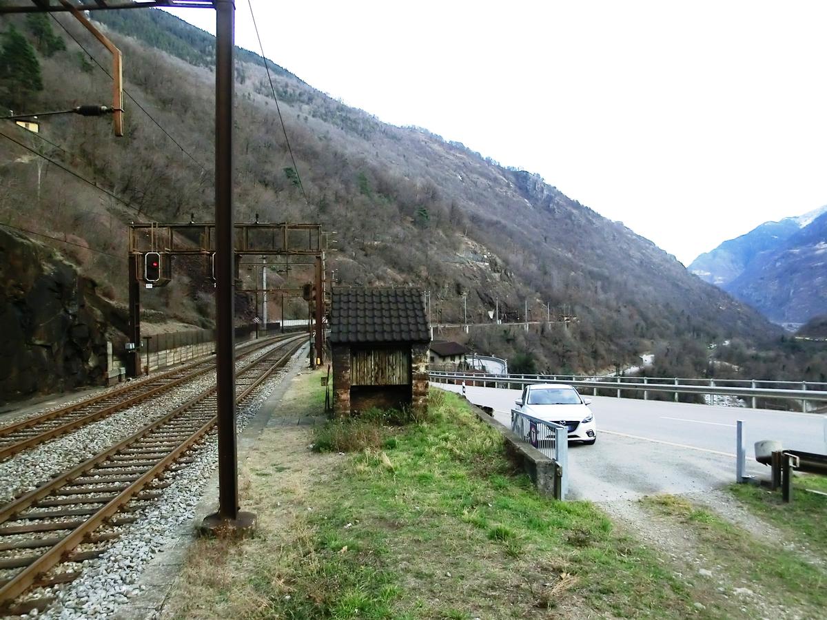 Gotthard line after Travi Tunnel upper portal (in the back) 