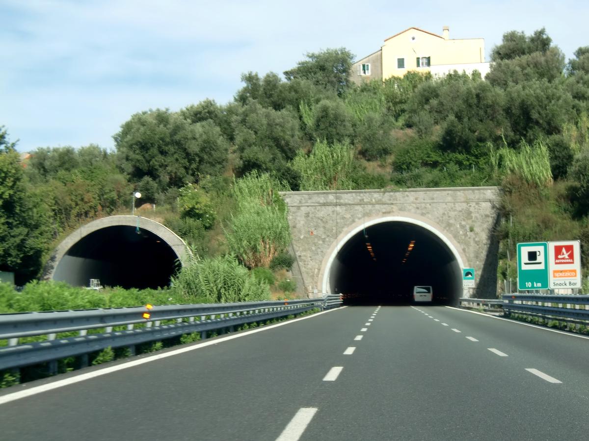 On the left, Siri Tunnel western portal; on the right, Rossello M.G. Tunnel western portal 