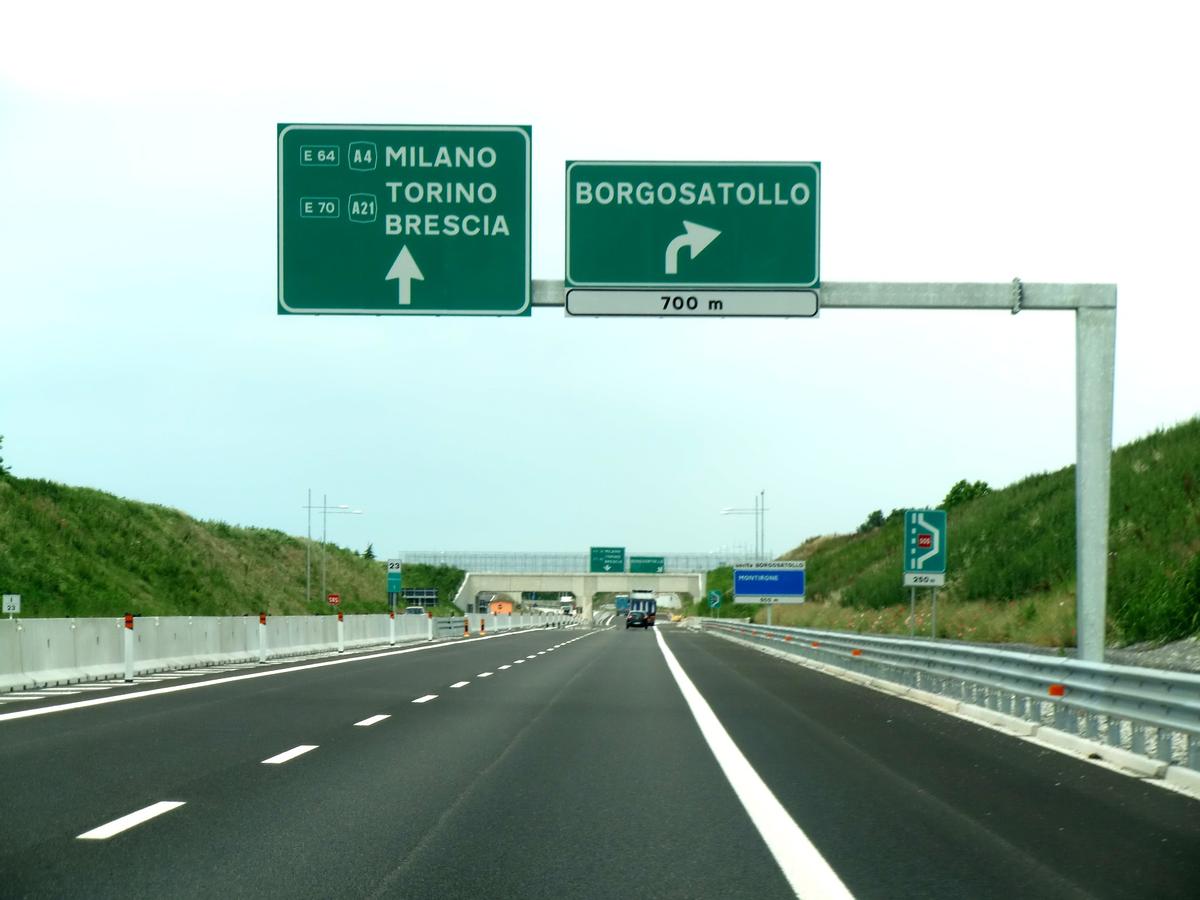 A 21racc Motorway (Italy), exit Borgosatollo 