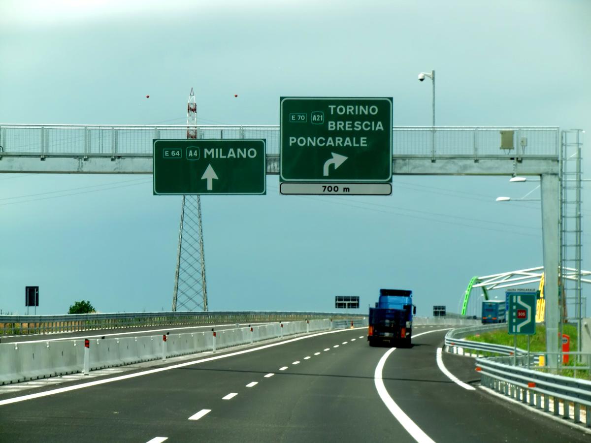 A 21racc Motorway (Italy), exit Poncarale (connection A21 Motorway) 
