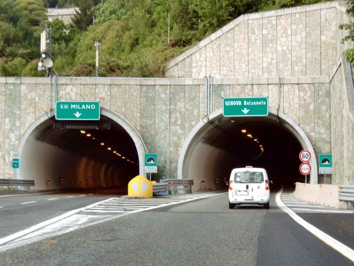 Brasile Tunnel (on the left) and Svincolo Bolzaneto I Tunnel southern portals 