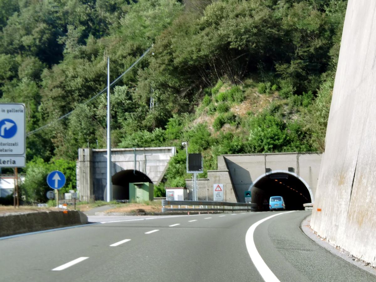 Giovi Tunnel, southern portals. On the right, 1935' tube; on the left 1965' tube 
