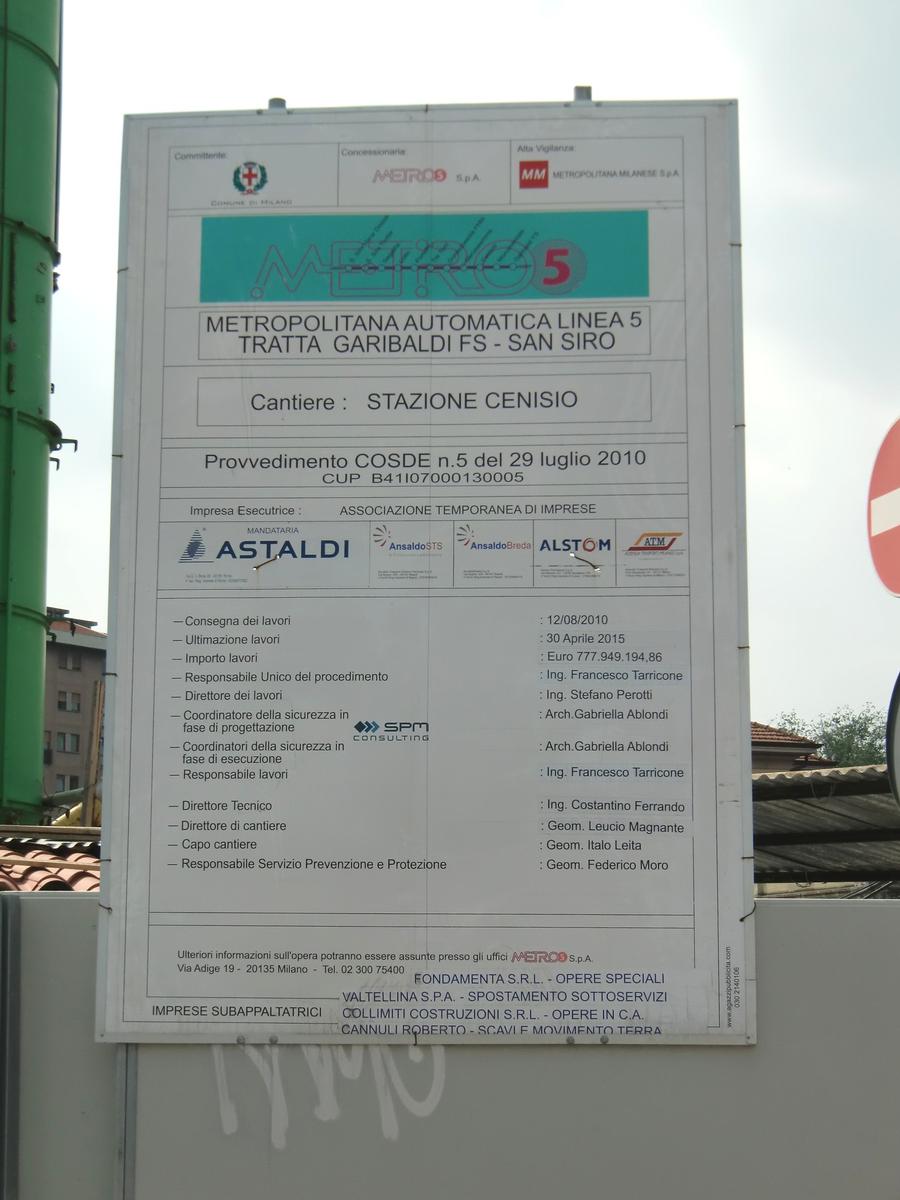 Cenisio Metro Station, site panel 