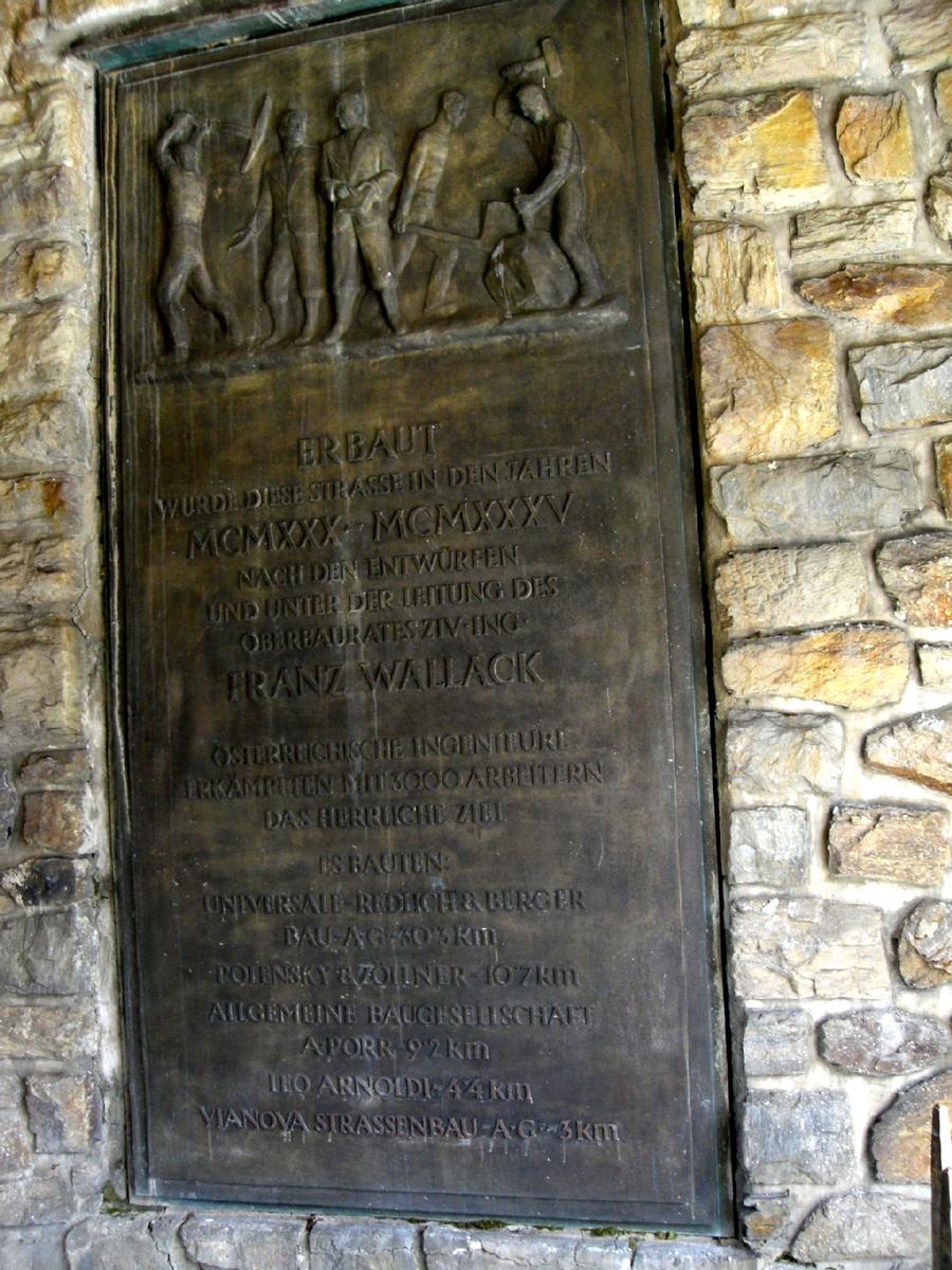 Grossglockner High Alpine Road, commemorative plaque of the works 