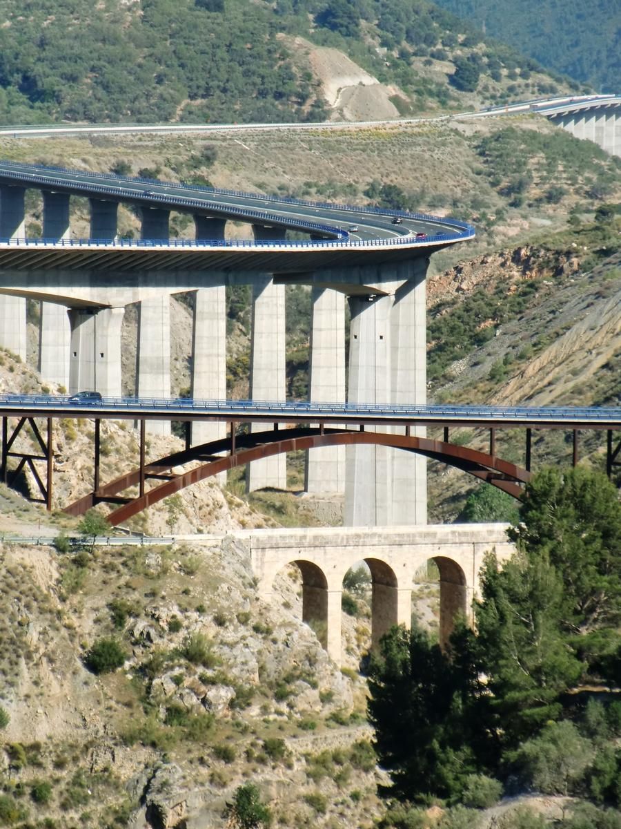 Izbor viaducts From top to bottom: motorway viaducts, N-323A viaduct and old viaduct