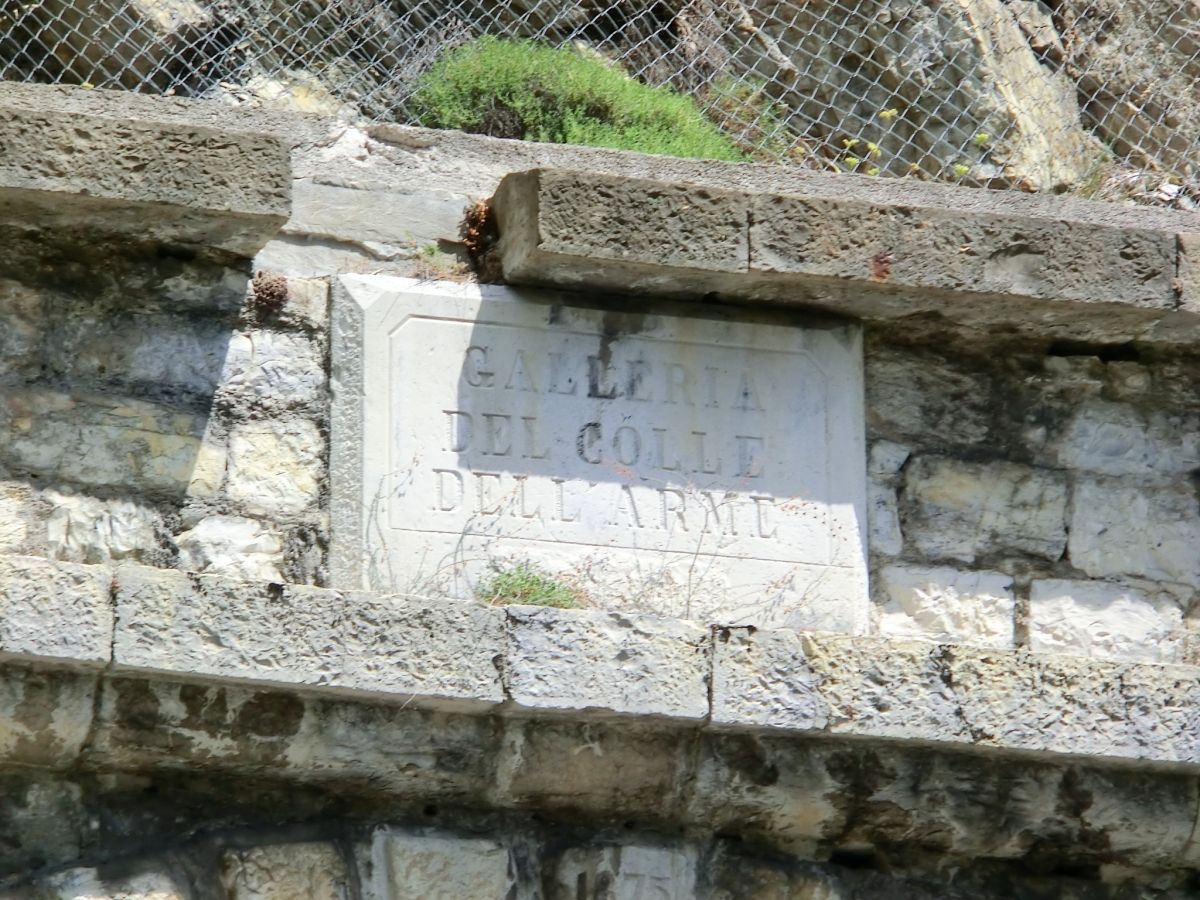 Col de l'Arme Tunnel southern portal plate with italian name 
