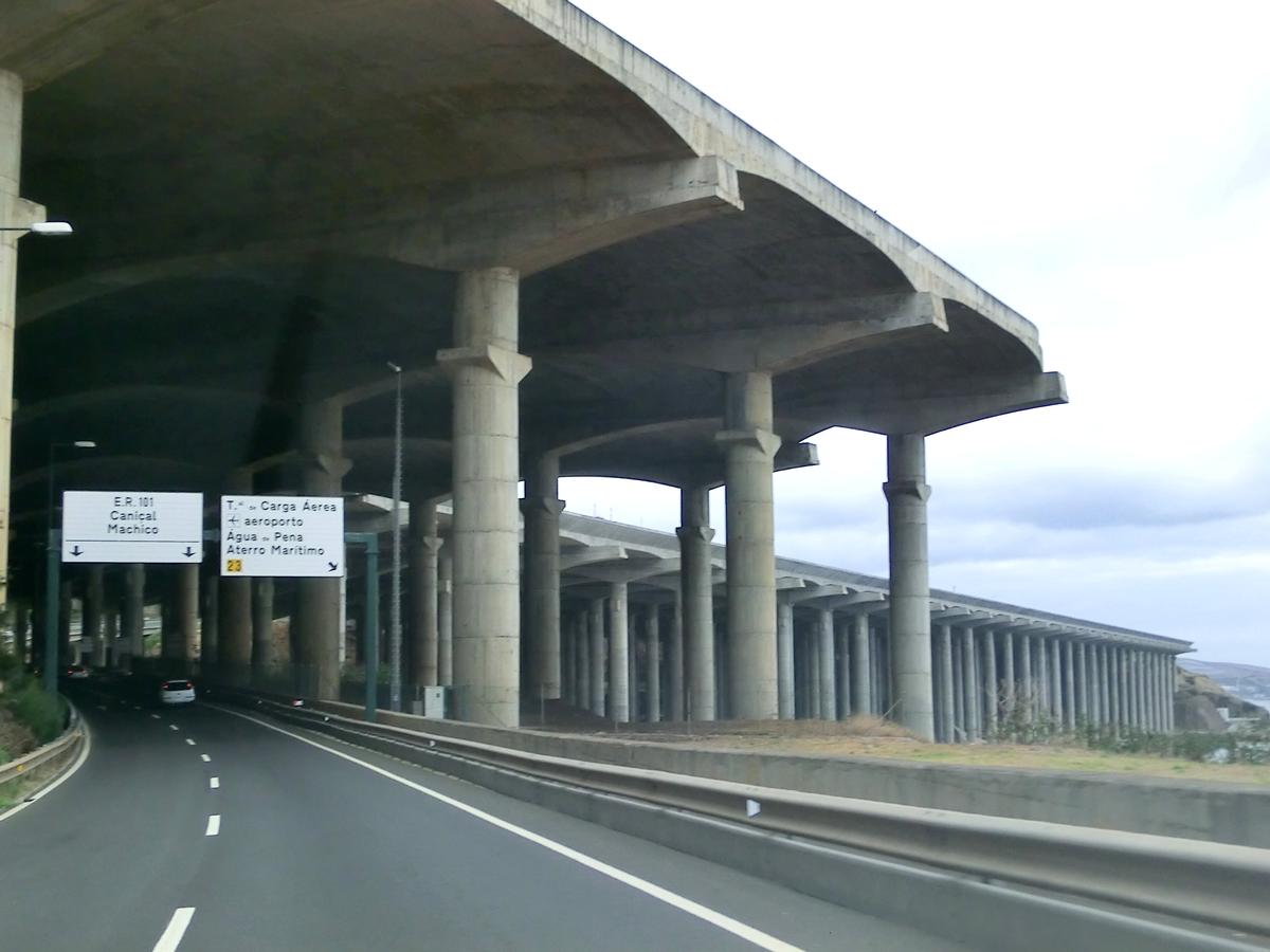 Madeira airport runway bridge from VR1 