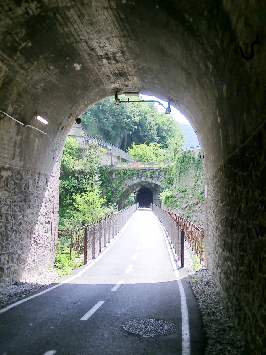 Sedrina 2 Tunnel northern portal from Brembilla Tunnel southern portal. Brembo rail bridge in the middle 