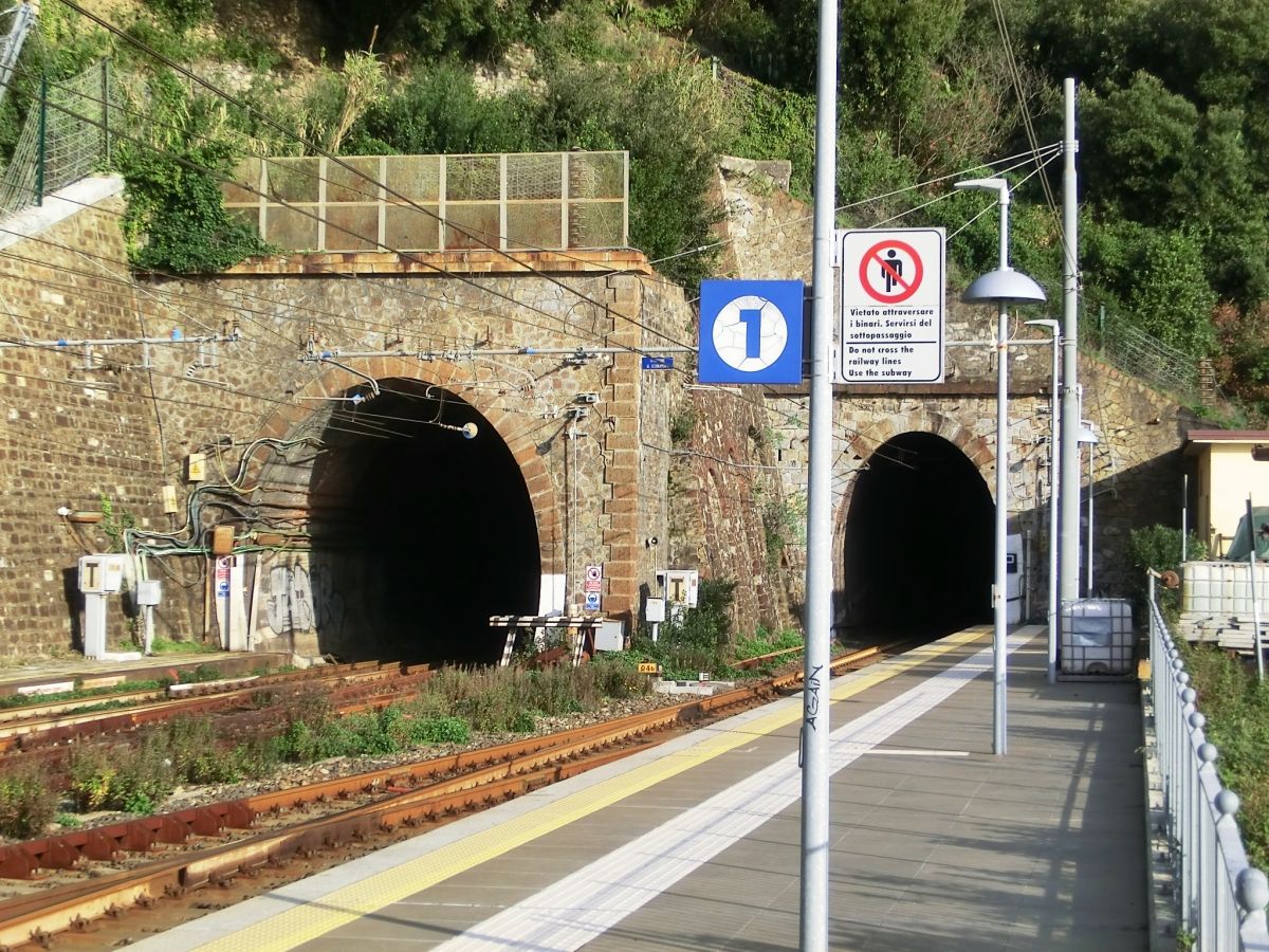 Cappuccini Tunnels Cappuccini north tunnel (on the left) and Cappuccini south tunnel western portal in Monterosso Station