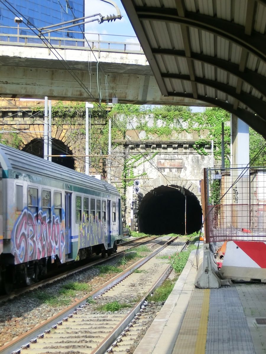 San Lazzaro Alta Tunnel (on the left) and San Lazzaro Bassa Tunnel western portals 