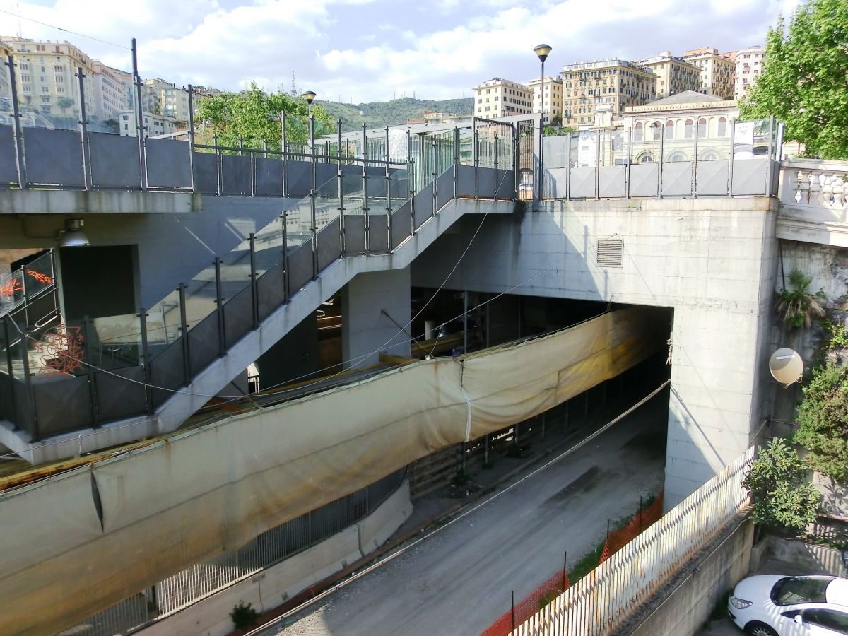 San Tomaso Tunnel -under refurbishment- western portal in Genova Piazza Principe underground station 