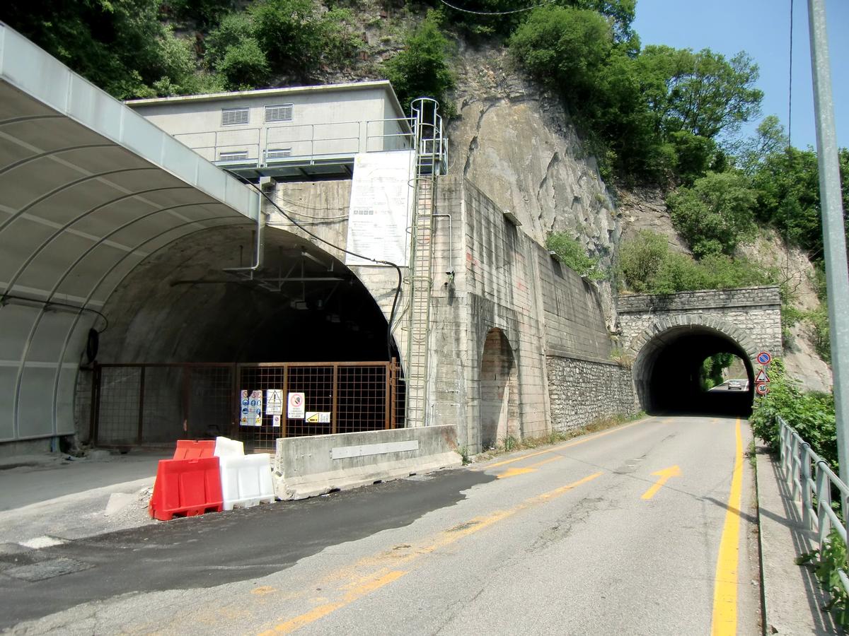 Albogasio Tunnel (on the left, under construction) and Oria Tunnel western portals 