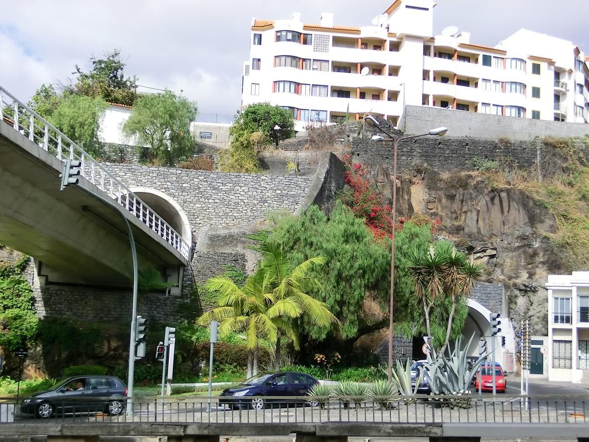 Campo da Barca Viaduct and eastern portal Tunnel (on the left), and Alferes Veiga Pestana Tunnel eastern portal 