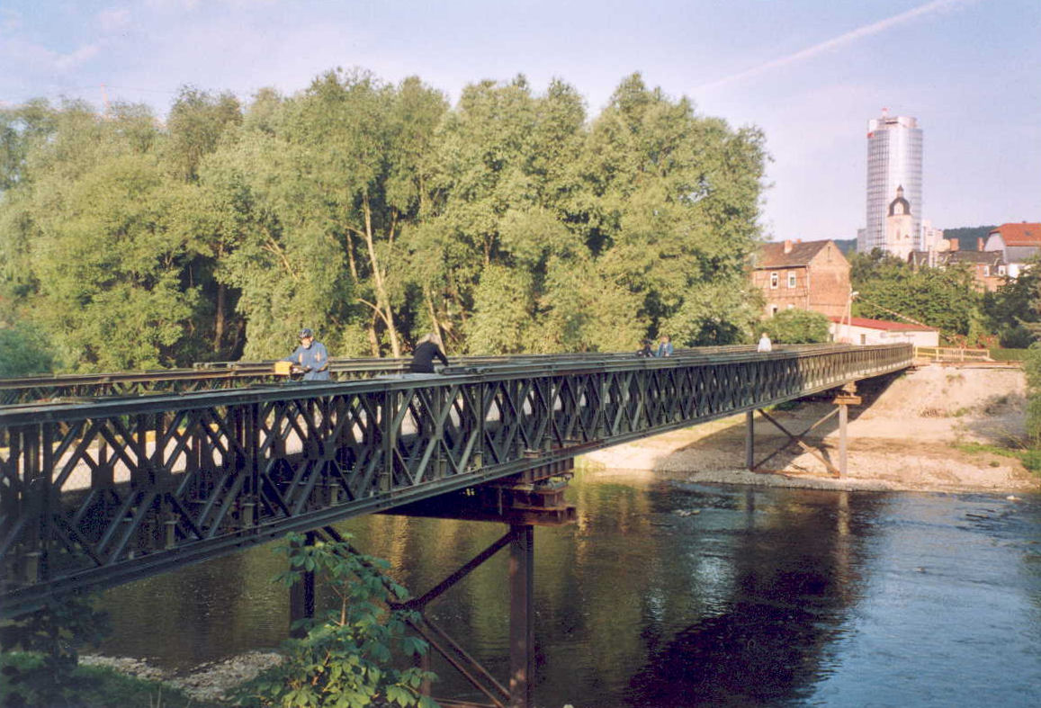 Camsdorfer Brücke, Jena, während der Sanierung 