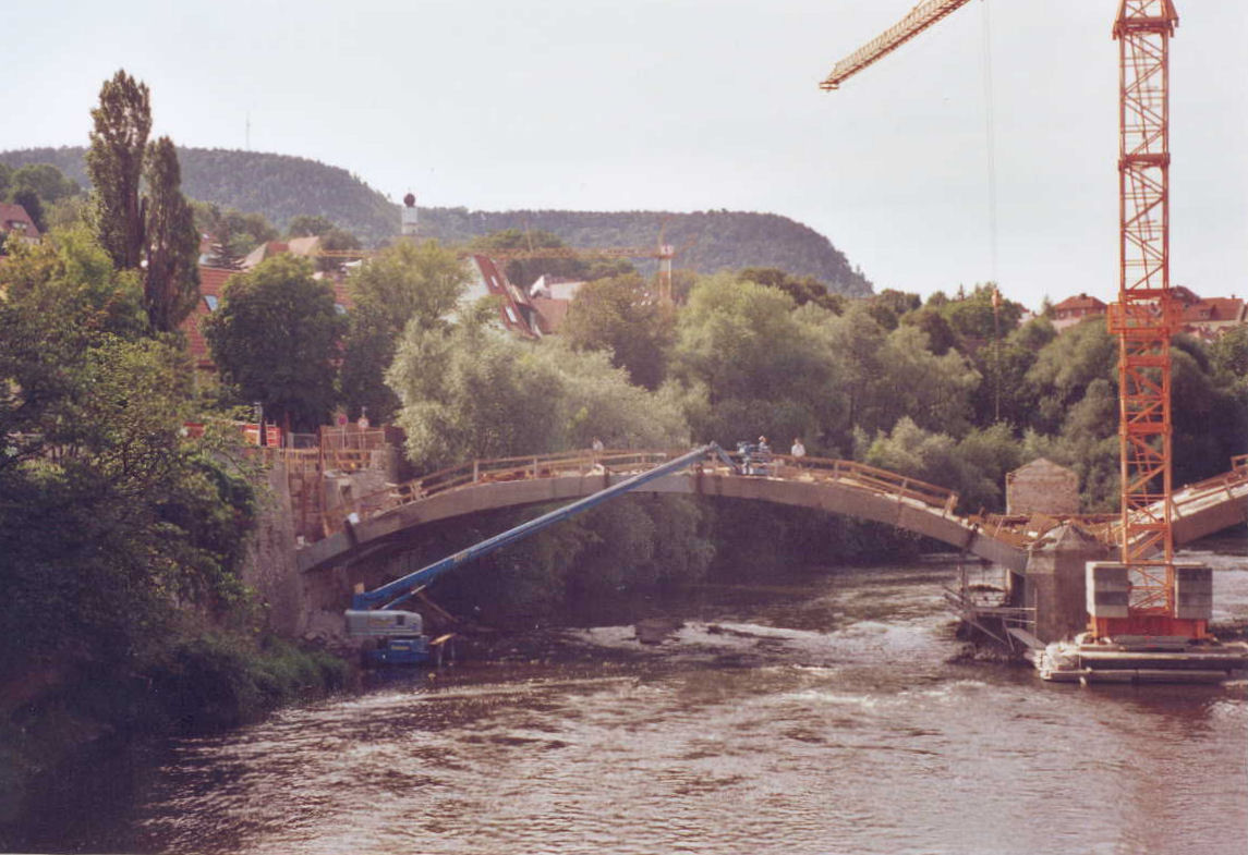 Camsdorf Bridge, Jena, under reconstruction 