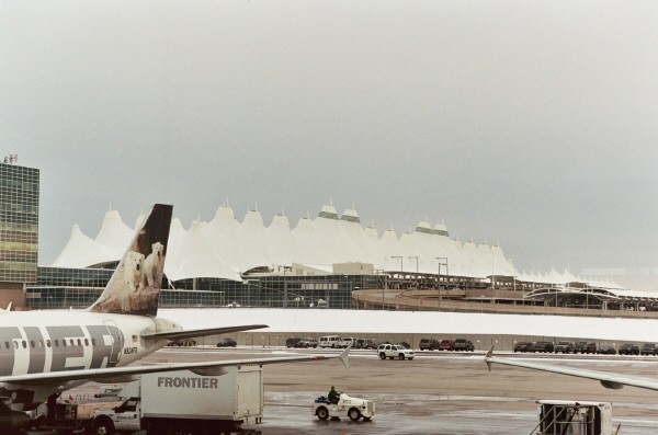 The tent roof of Denver International Airport main terminal 