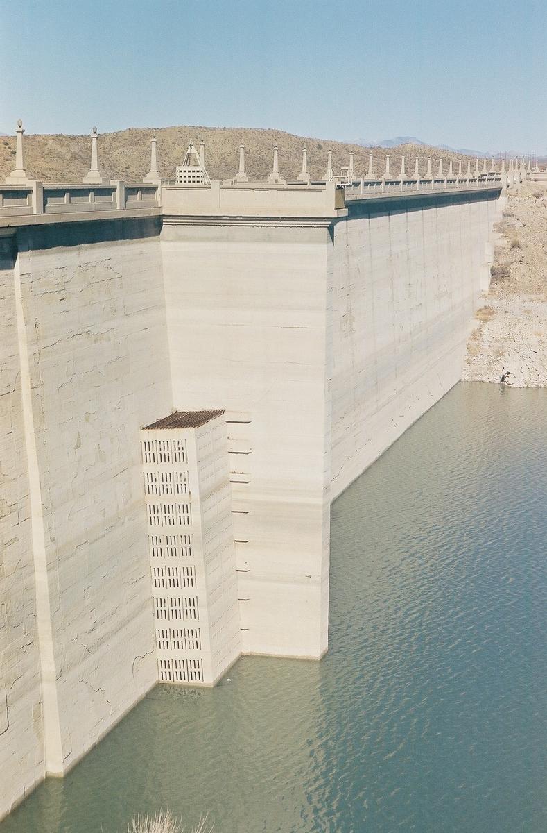 Elephant Butte Dam - Showing the extremely low water level behind the dam. 