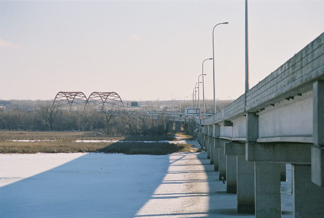 Views of the Cedar Avenue Bridge crossing the Minnesota River 