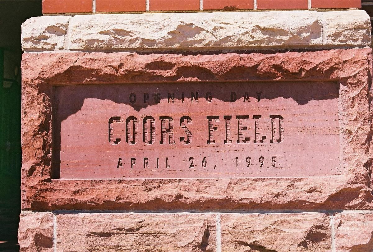 Views of Coors Field. The plaque honoring Opening Day of Coors Field 