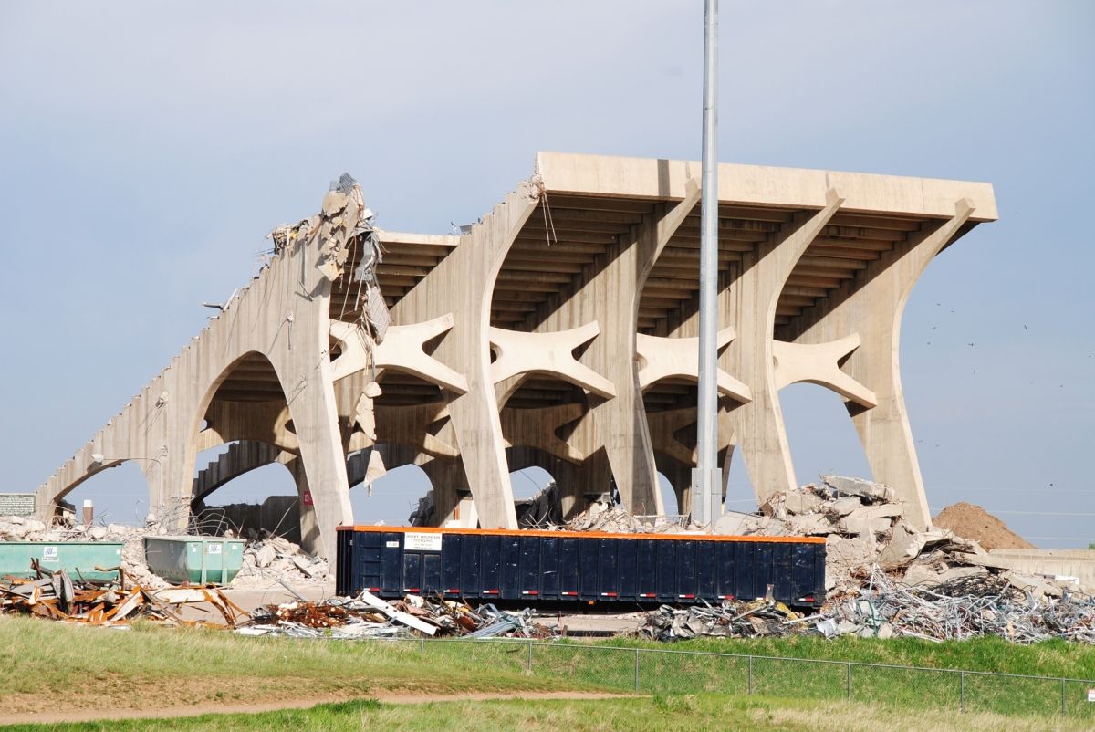 Hughes Stadium under demolition 
