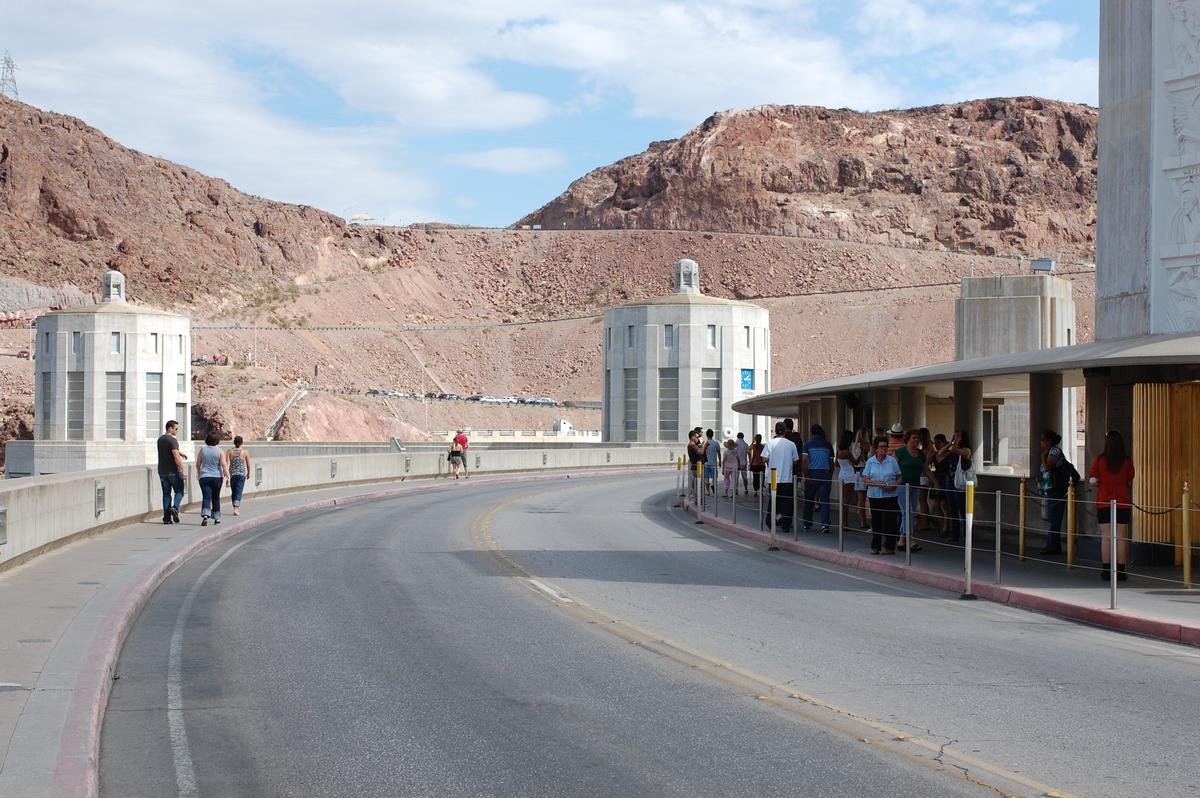 Hoover Dam - The roadway along the top of the dam. This is still open after the construction of the nearby bypass bridge 