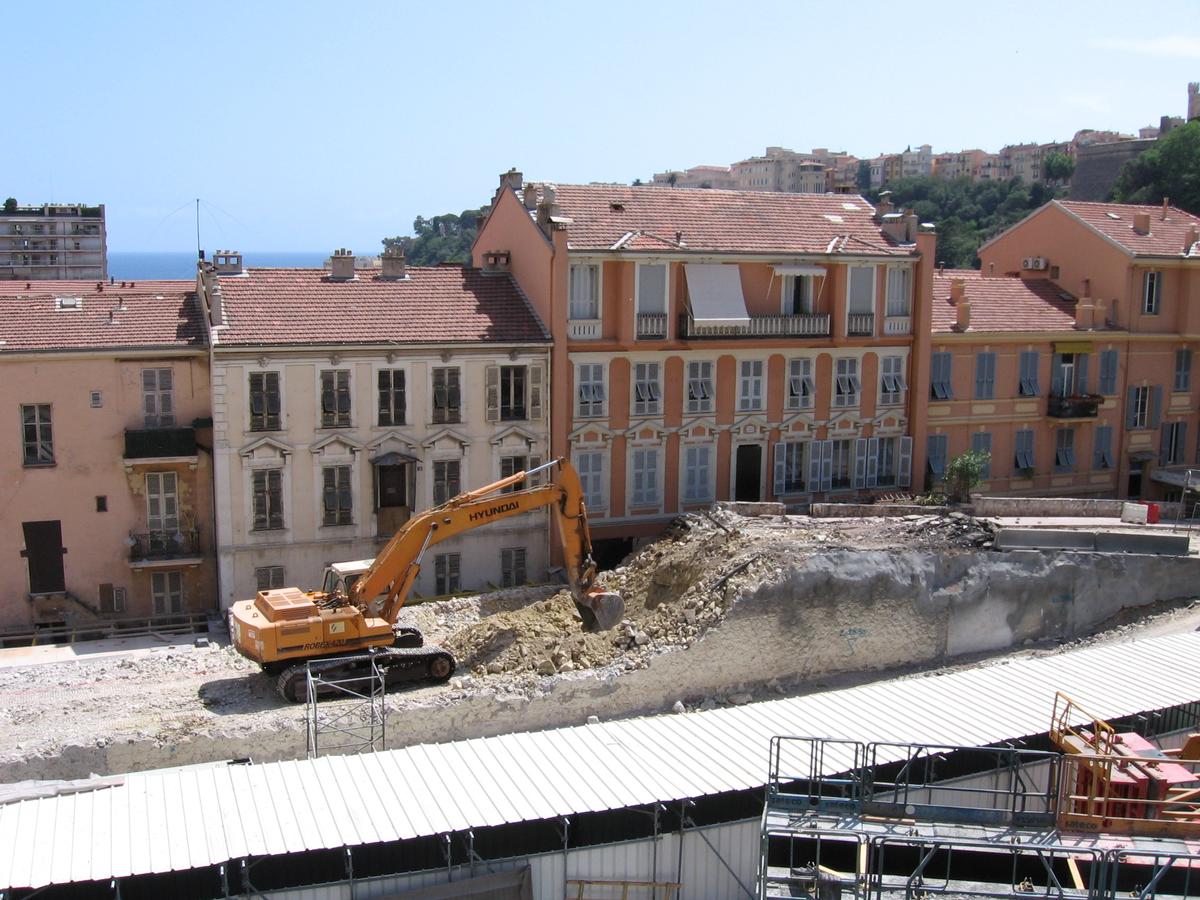 Demolition of the old Prince Pierre Bridge in Monaco 