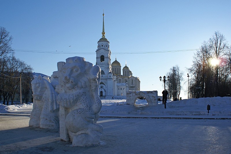 Bell tower near Dormition Cathedral at Vladimir, Vladimirskaya Oblast, Russia 