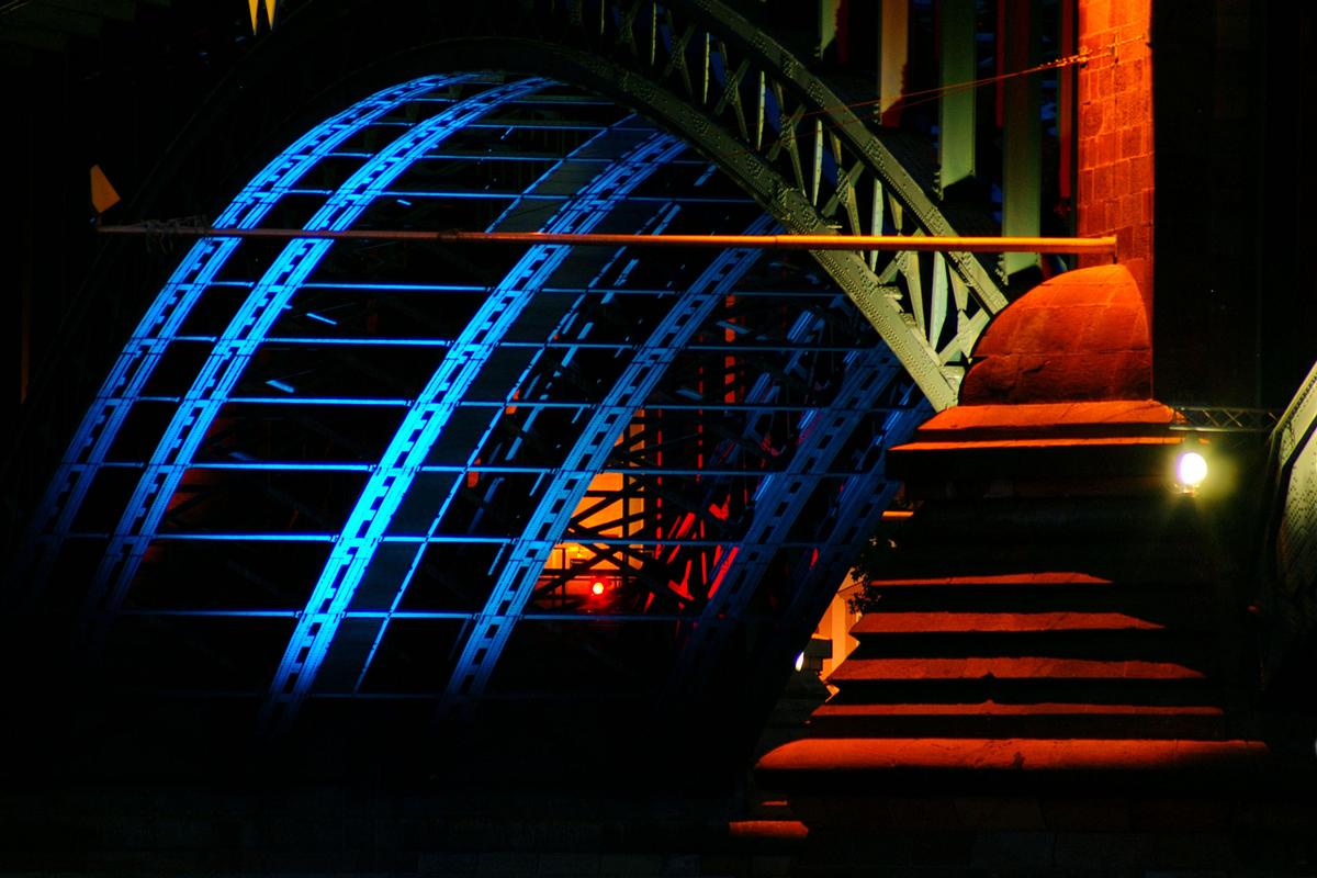 Theodor Heuss Bridge during Luminale light show 