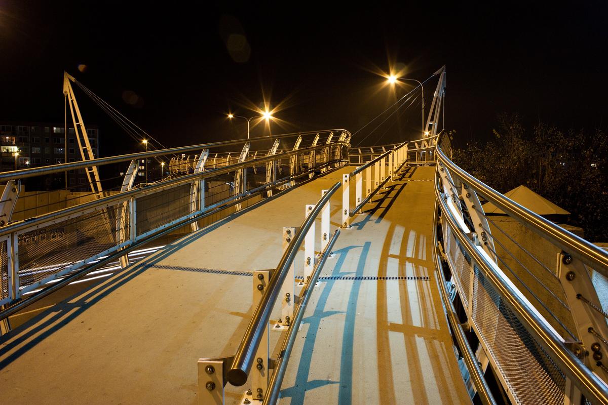 Barrandov Footbridge in the night 