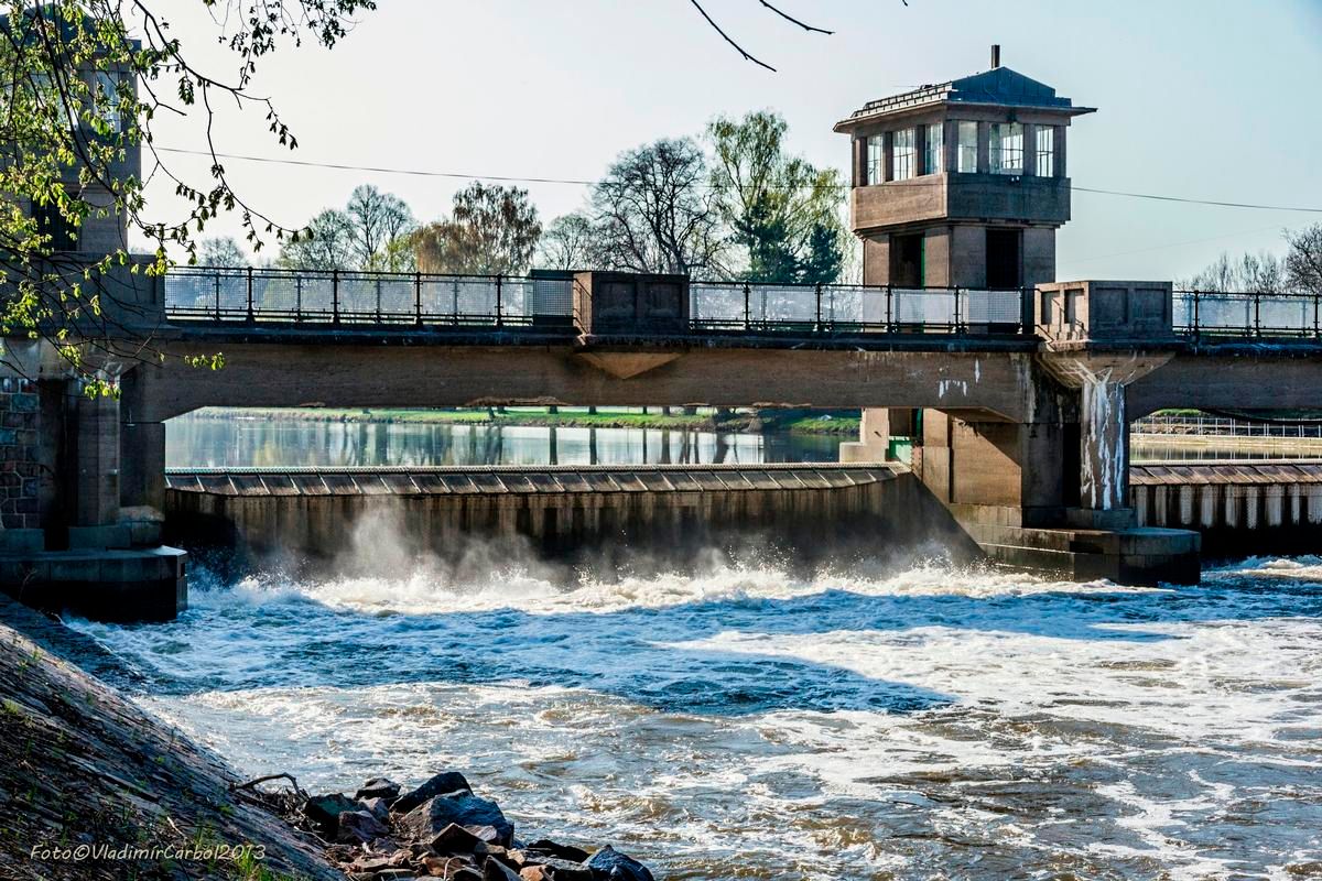 The Poděbrady Weir and the Power Plant on the Elbe River 