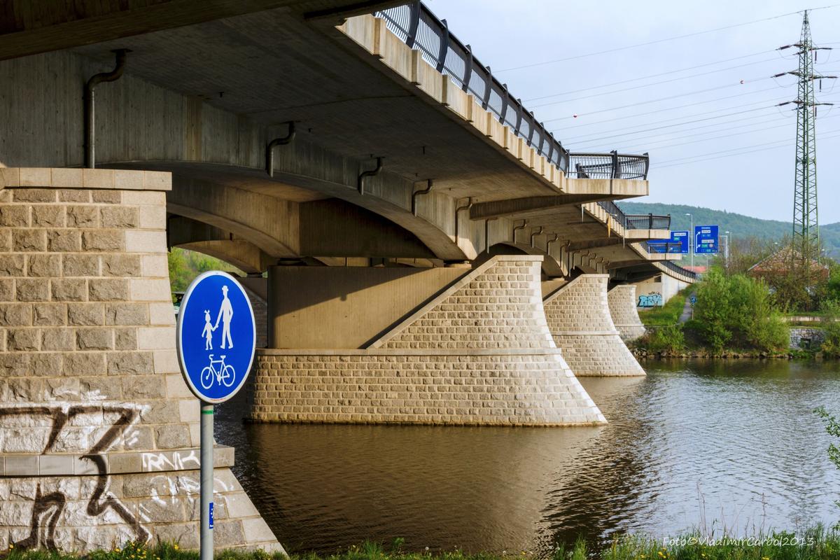 The Lahovice Bridge Across Berounka River 