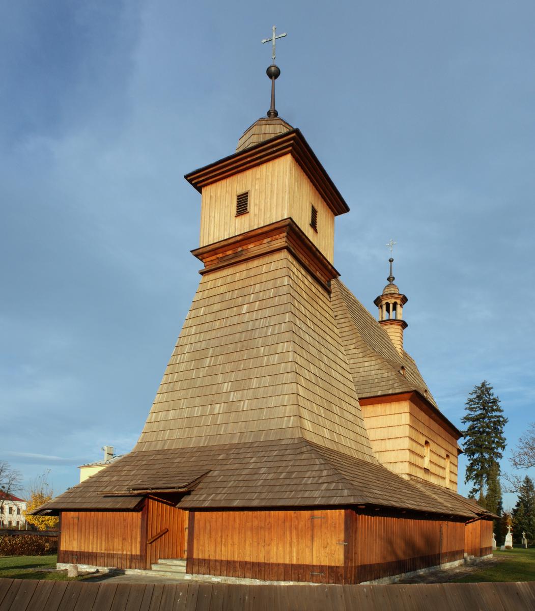 Wooden Church of St. Catherine in the sunset 