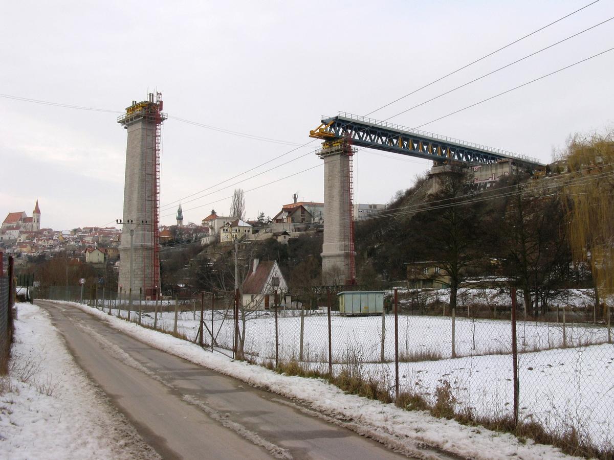 Znojmo railroad viaduct crossing the Dyje river valley 
