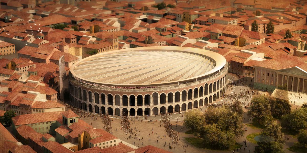 Die neue Überdachung der Arena di Verona 