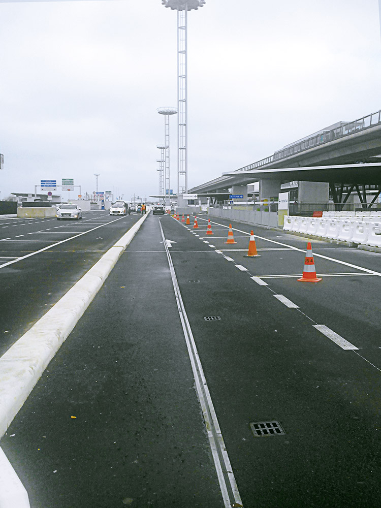 Parking lots in front of the southern terminal of Orly Airport 