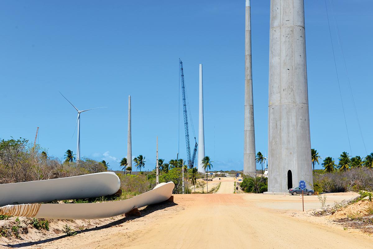Aracati Wind Park consists of 47 new wind towers, each of which is 120 m high. 