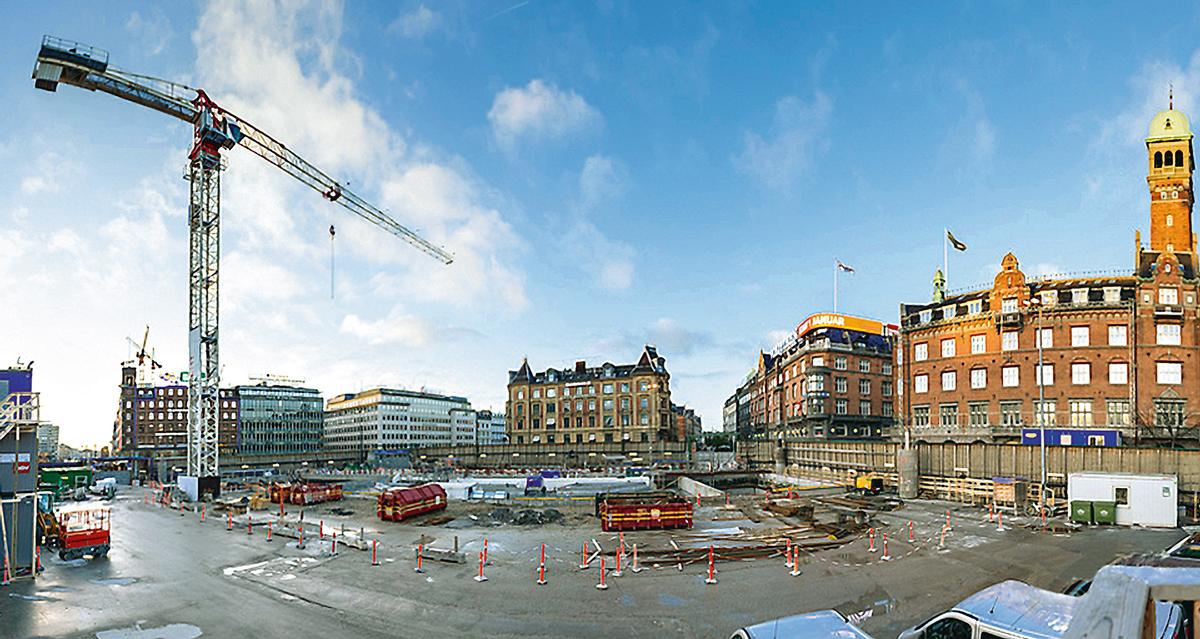 Panorama view of a jobsite in central Copenhagen 