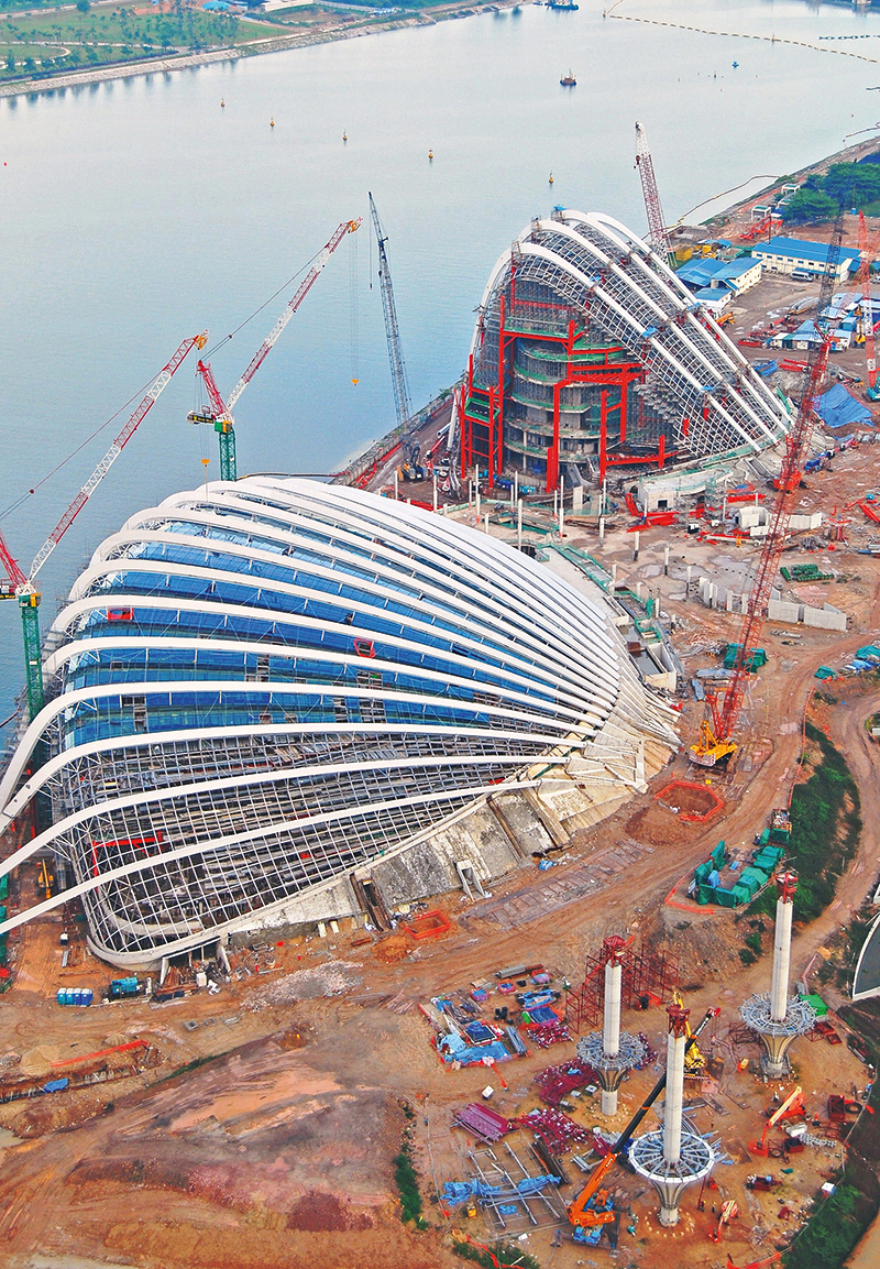 Gardens by the Bay during construction 
